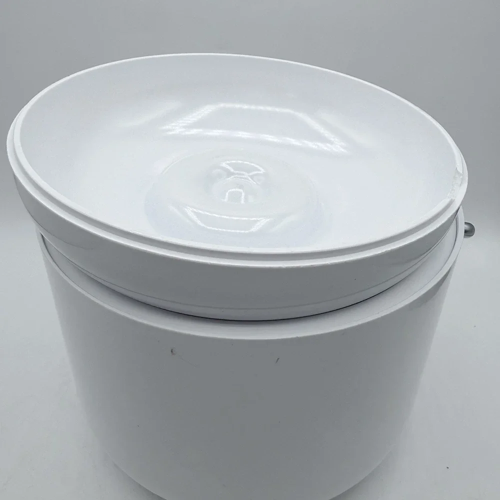 Vintage White Melamine Plastic Ice Bucket‎ Metal Holder Retro